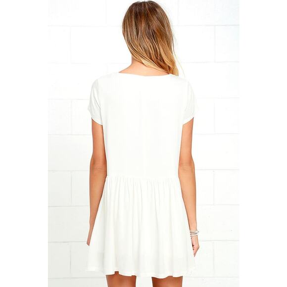Lulu's Crush-Worthy Ivory Embroidered Babydoll Dress with red - Small - Picture 8 of 11